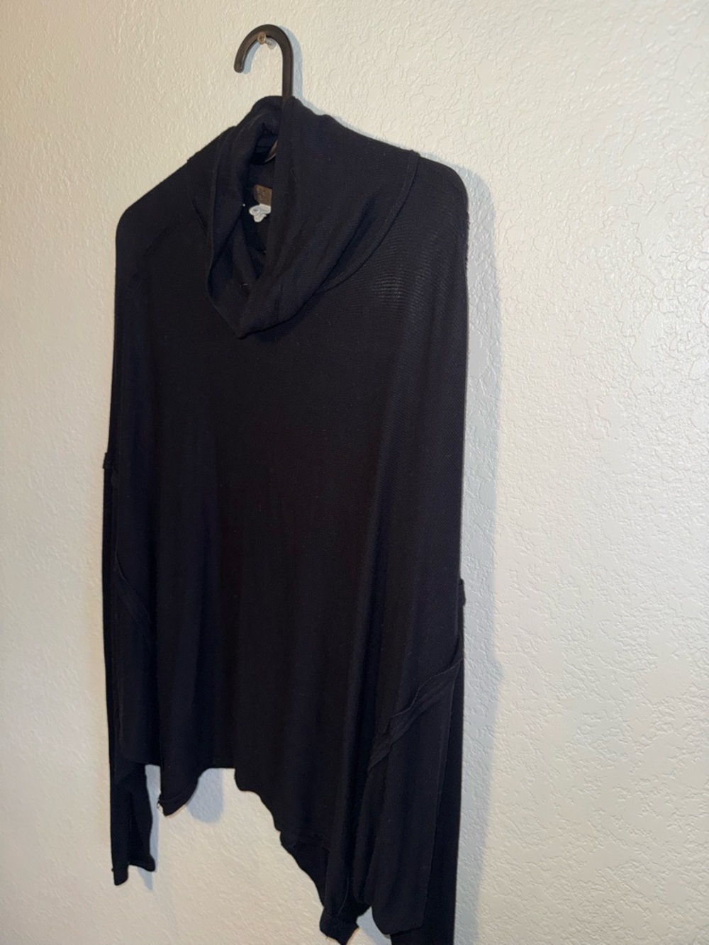 We the Free FP Black Turtleneck Batwing Oversized Draped Long Sleeve Top Size XS